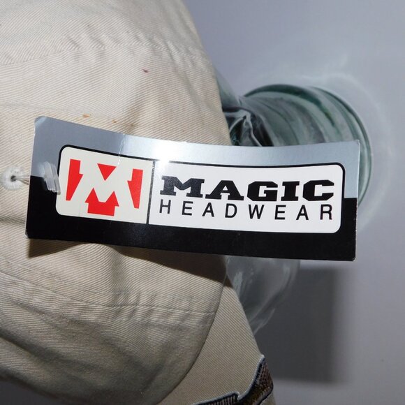 Magic Headwear OS Beige Tan Cotton Embroidered Walleye Fish Hat Cap NEW w Tag - Picture 5 of 9